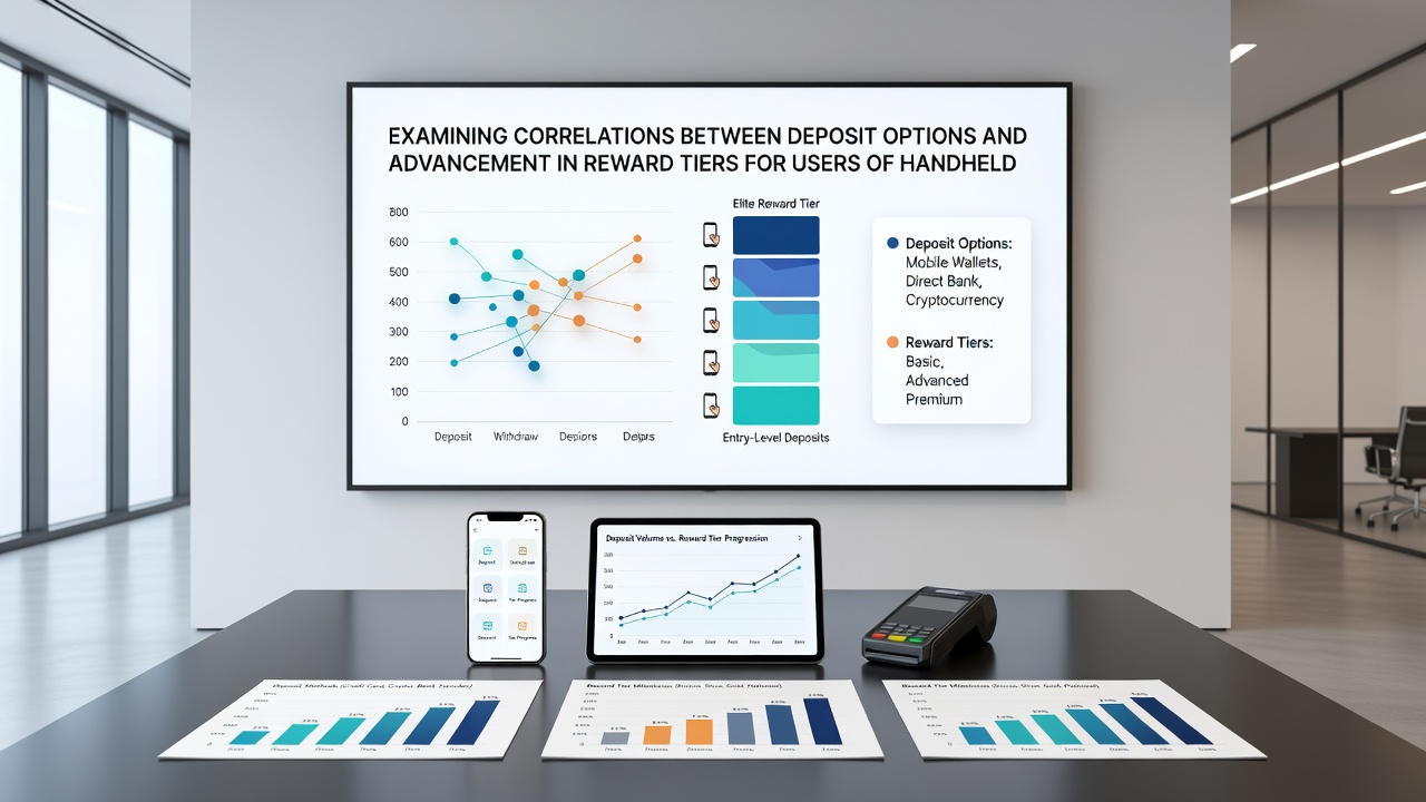 Analytics dashboard on a tablet showing deposit method distribution and corresponding reward tier progression charts
