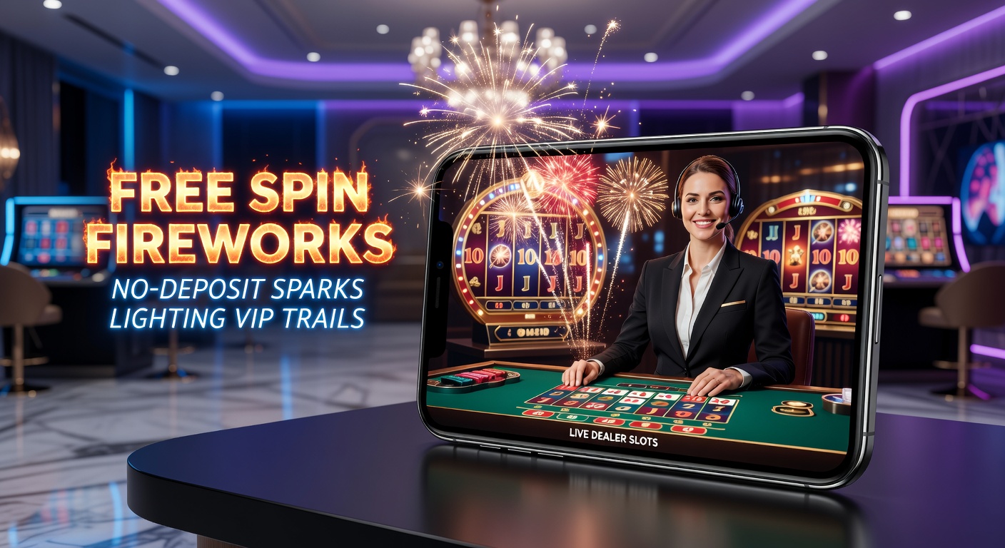 Close-up of a mobile phone screen showing a live dealer hosting a slot game with free spin counters exploding like fireworks and a VIP progress trail illuminating upward