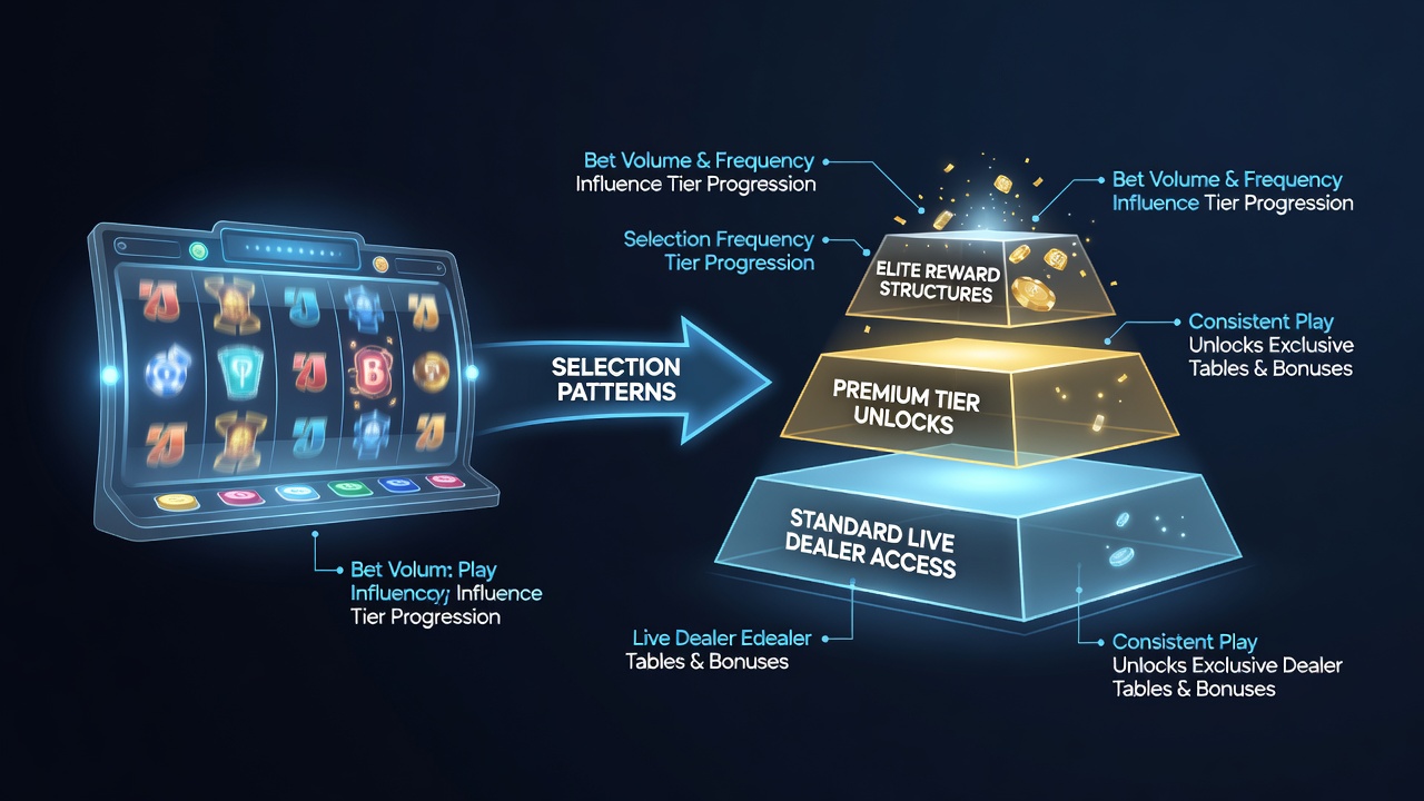 Detailed view of reward tier dashboards showing live dealer access levels connected to slot activity metrics