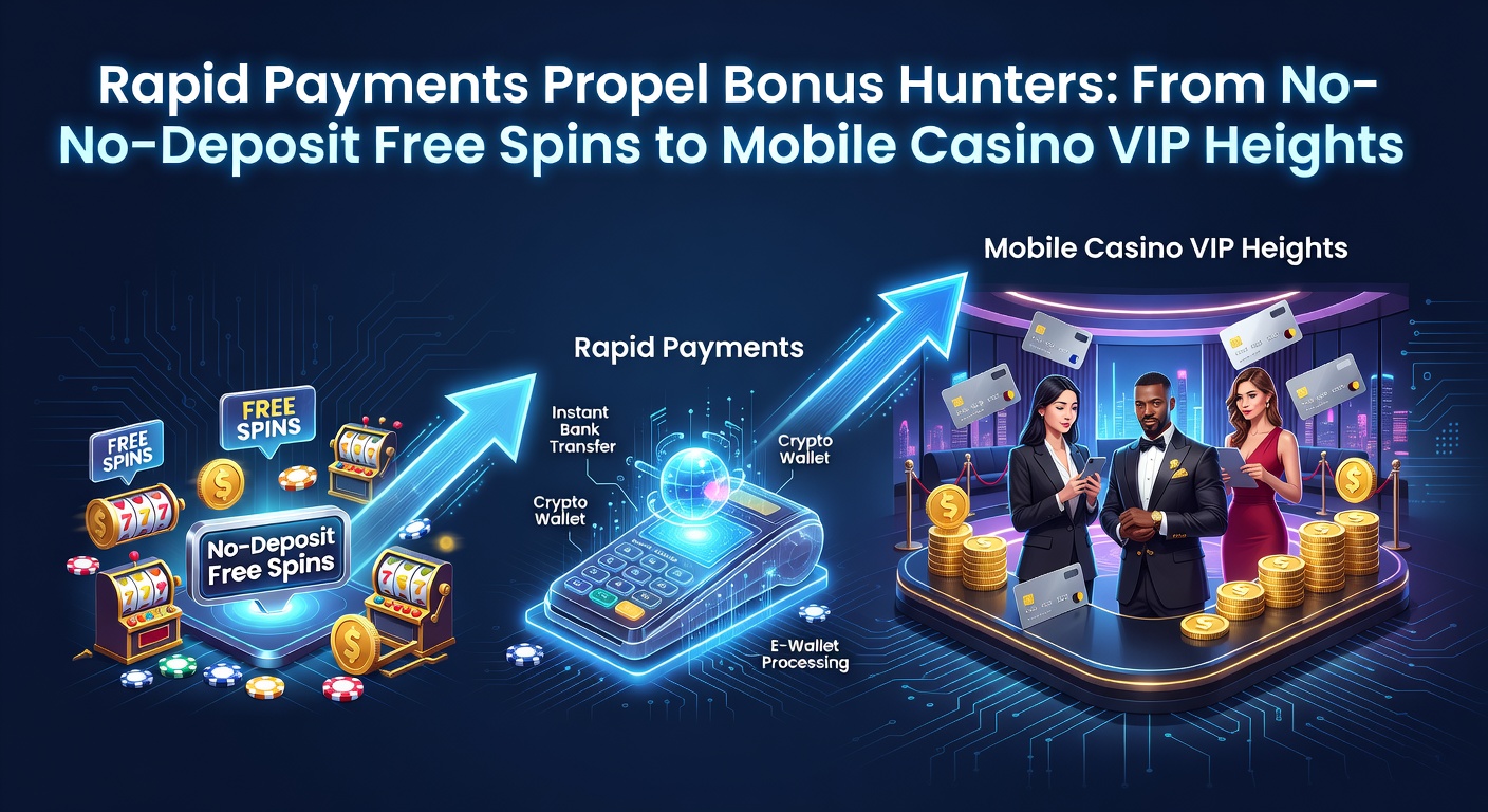 A dynamic digital graphic showing swift payment icons merging with spinning slot reels and ascending VIP ladders in a mobile casino interface