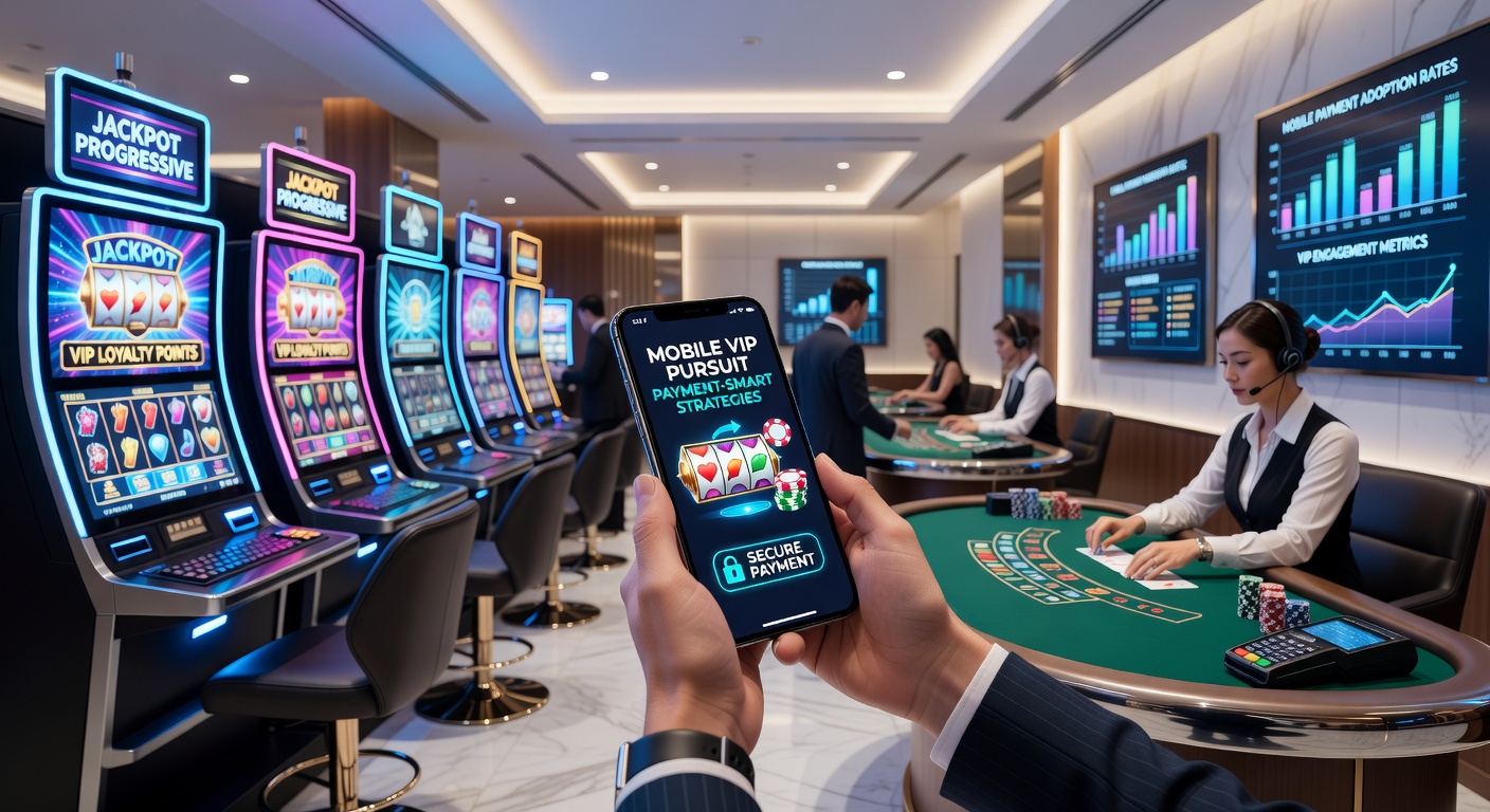 Mobile screen displaying slot reels transitioning to a live dealer blackjack table with VIP badge overlay, highlighting payment icons for deposits and withdrawals