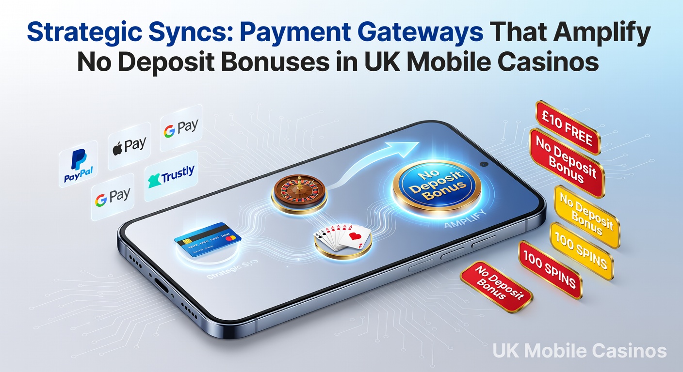 Mobile phone screen displaying a vibrant UK casino app with no-deposit bonus activation and payment gateway icons