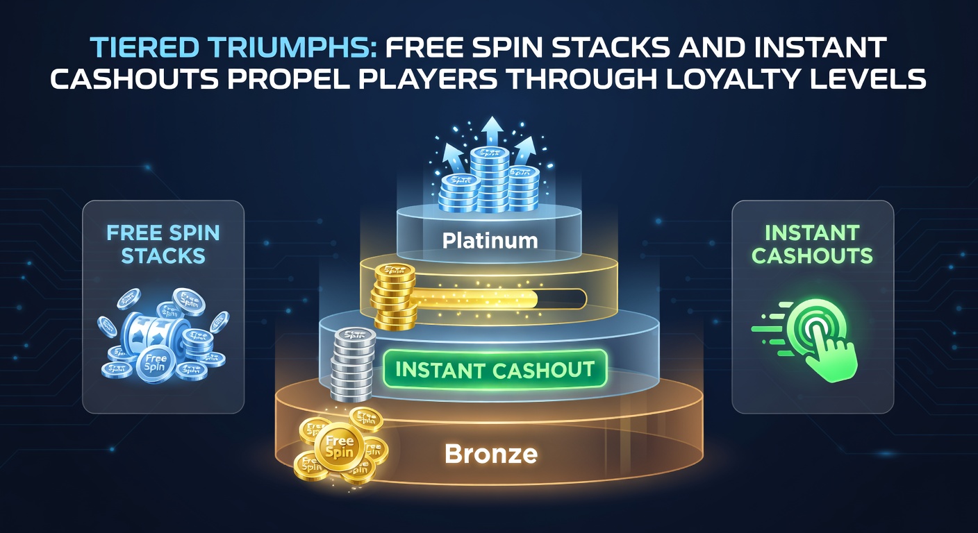 Close-up of a smartphone displaying an instant cashout confirmation alongside loyalty tier progress bar filling up rapidly with free spin icons