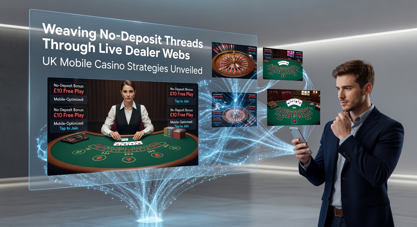Close-up of a mobile device interface showing interwoven no-deposit bonus threads activating a live dealer roulette wheel with UK player stats